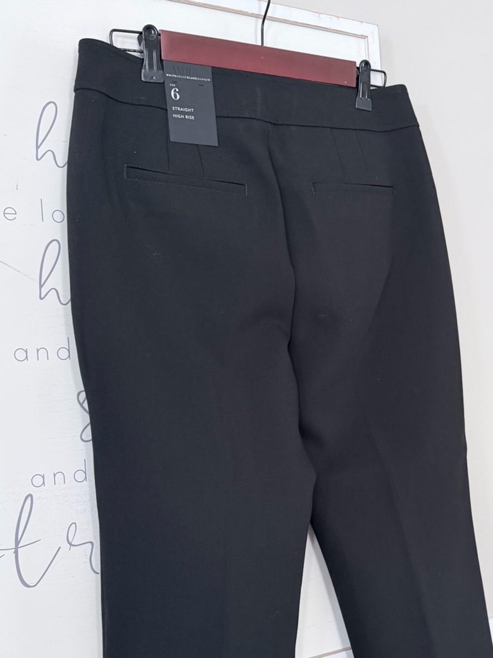 New White House Black Market Straight High Rise Black Pants Trousers Size 6 - Picture 6 of 12